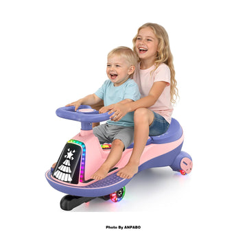 ANPABO 12V Electric Wiggle Car for Kids with LED Lights & Music-pink