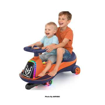 ANPABO 12V Electric Wiggle Car for Kids with LED Lights & Music-orange