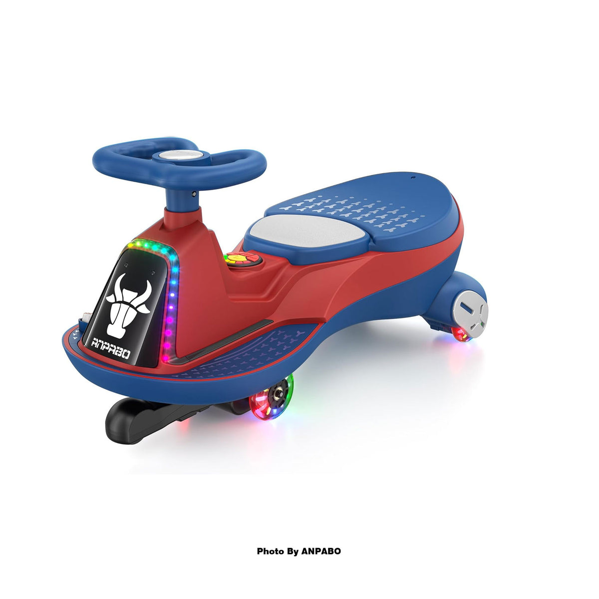 ANPABO 6V Electric Wiggle Car for Kids with LED Lights & Music-red