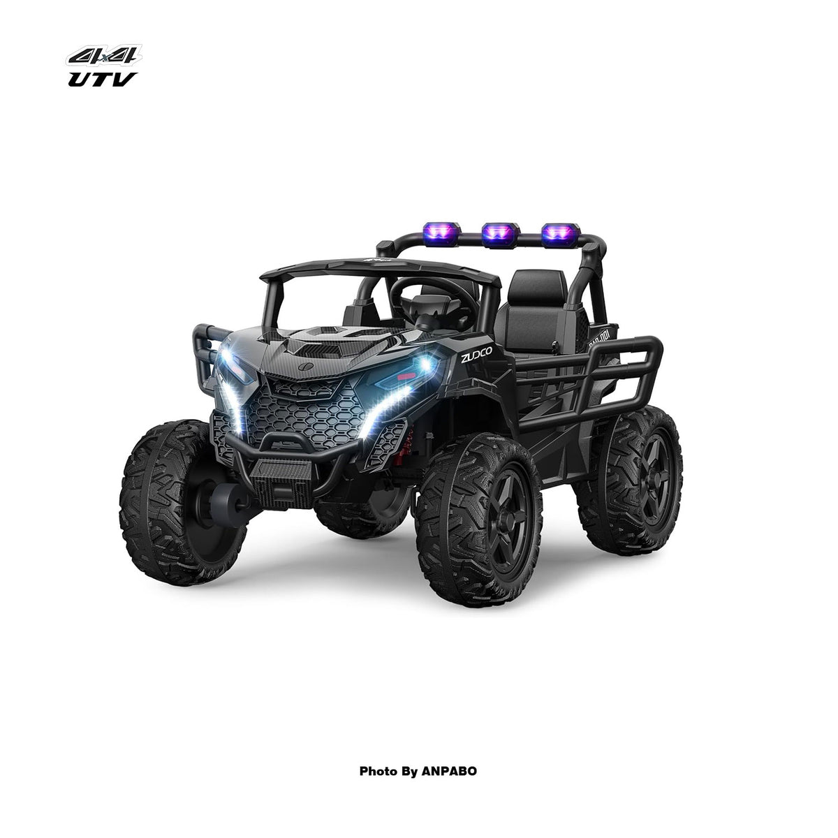 24V 4x200W 2-Seater Ride-On Truck | 4WD, EVA Tires, Remot-black