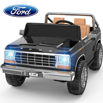 24V Classic Ford Bronco: White Retro Legend, Ready for Dual Adventures-black