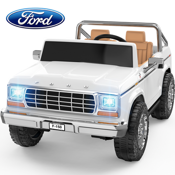 24V Classic Ford Bronco: White Retro Legend, Ready for Dual Adventures-white