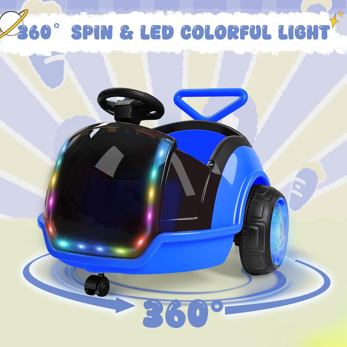 12V 3-In-1 Ride On Car Designed to Grow With Your Child-blue