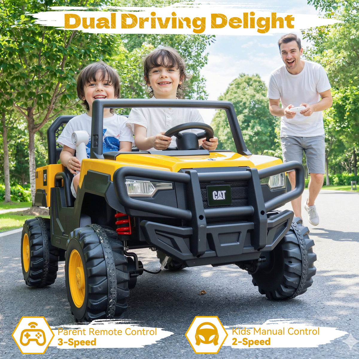 24V ANPABO Licensed Caterpillar Ride On Dump Truck with Remote Control