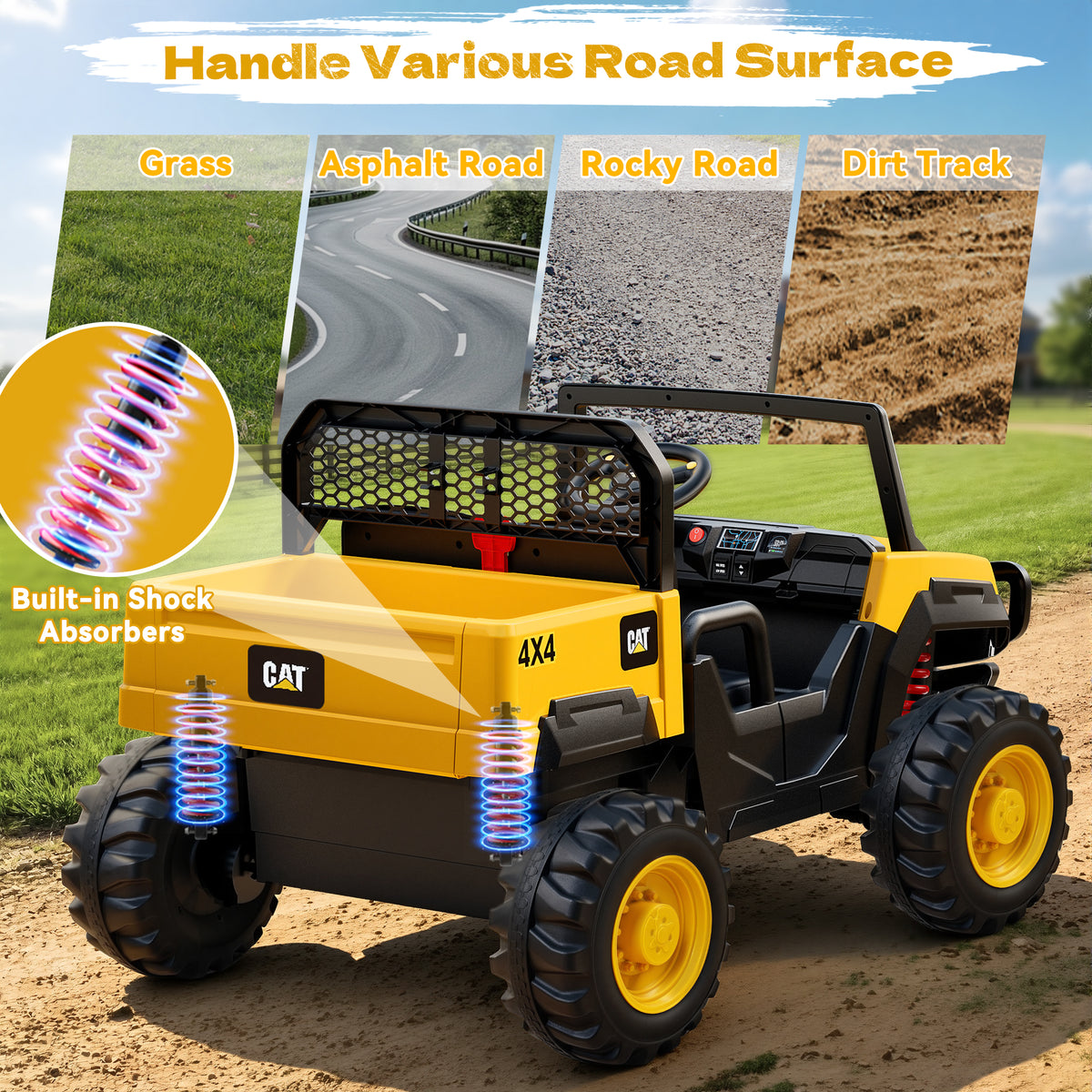 24V ANPABO Licensed Caterpillar Ride On Dump Truck with Remote Control