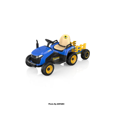 ANPABO 24V Kids Ride-On Tractor with Trailer-blue